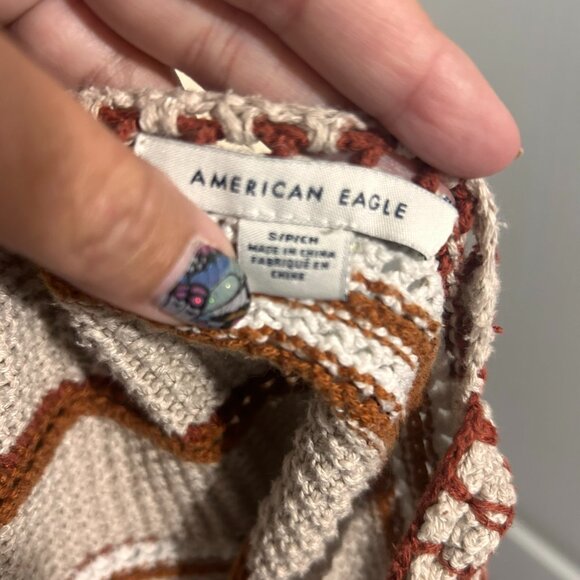 American Eagle Knit Crochet Brown Cropped Tank Top size small - Picture 2 of 3